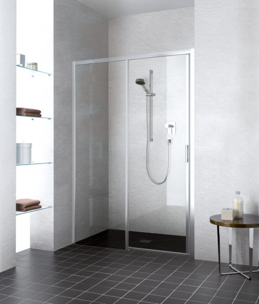 Kermi LIGA Дверь в нишу LI D2L 140х200см., н.ч. слева, глянцевое серебро+klar