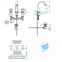 THG Petale de Cristal clair lisere dore Смеситель для раковины, 3 отв., цвет: золото/прозрачный хрусталь с золотым декором