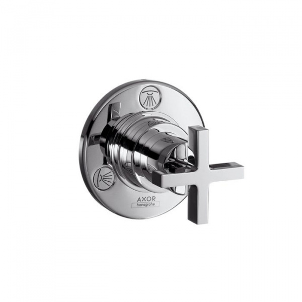 Axor Citterio Запорный/переключающий вентиль Trio/Quattro, внутристенный монтаж, с крестовой рукояткой, цвет: хром