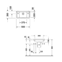 Duravit Starck 3 Раковина 50x26 см, 1 отв., с переливом, цвет: белый