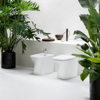 Azzurra Hera Унитаз напольный приставной 57х38х42 см, слив универсальный, безободковый, цвет: белый