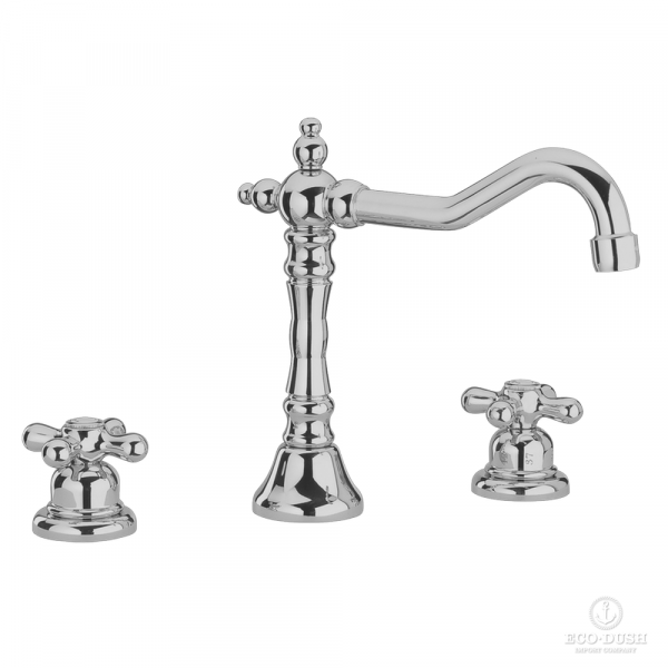 HUBER Croisette Смеситель для раковины на 3 отверстия с донным клапаном, цвет: хром