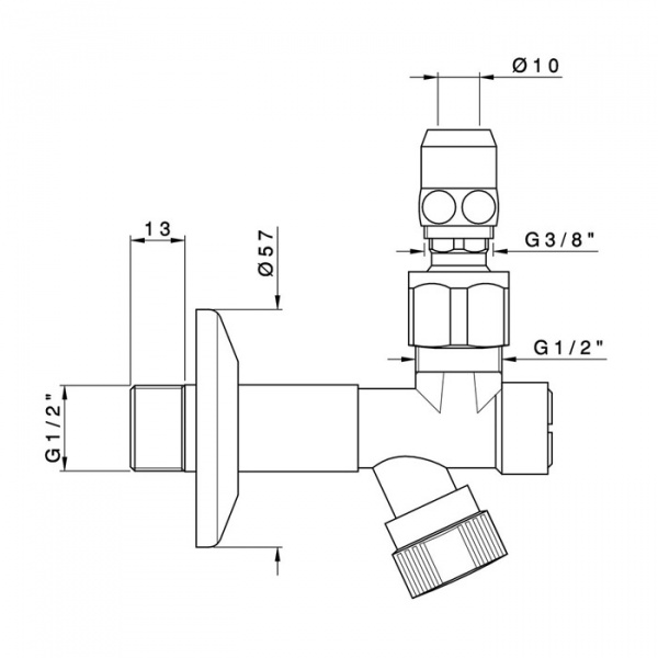 Nicolazzi Articoli vari Гладкое крепление с коленом и розеткой 1/2”, цвет: хром