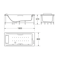 Armani Roca Island Встраиваемая ванна 180х80см а/мас. хромотер. термостат руч. душ, Hide-Flow, ручки, мягкий подголовник