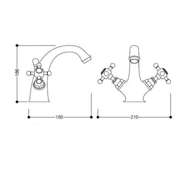 Kerasan Retro Смеситель для раковины на 3 отв. золото