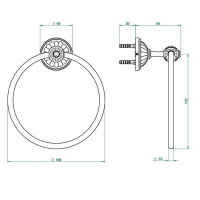 THG Mandarine clear crystal Полотенцедержатель-кольцо 18см., подвесной, цвет: полированное золото