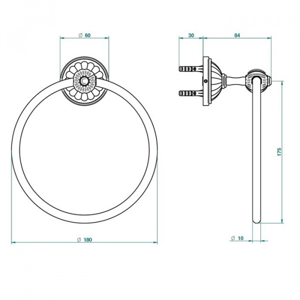 THG Mandarine clear crystal Полотенцедержатель-кольцо 18см., подвесной, цвет: полированное золото