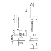 Gattoni Kubik Гигиенический душ со встроенным смесителем, цвет: bianco opaco