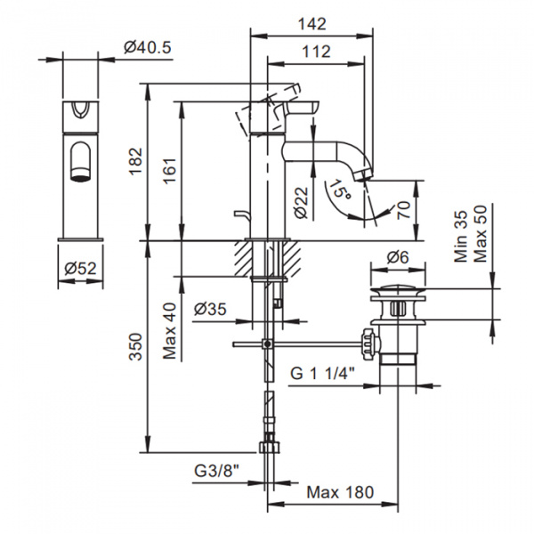 Fantini Icona Classic Смеситель для раковины, 1 отверстие, цвет: хром