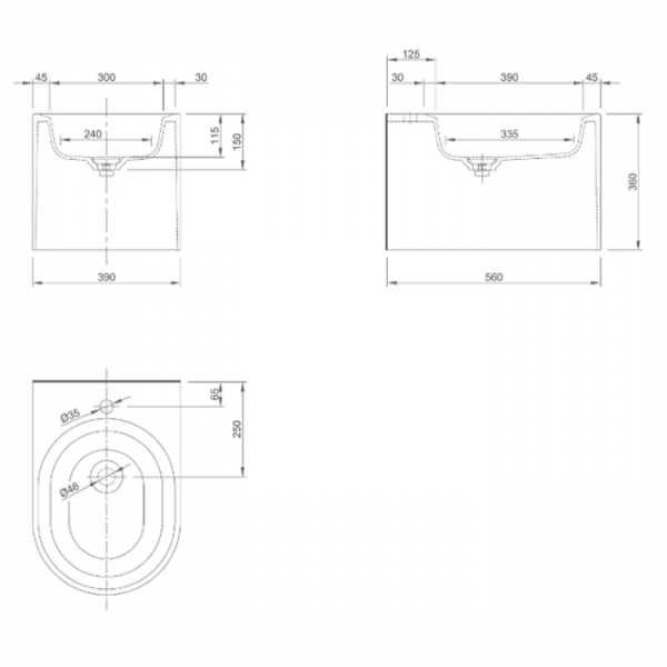KNIEF Glow Биде подвесное 52x 9x34см, цвет: белый