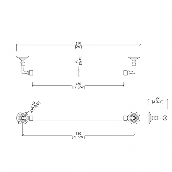 Devon&Devon Chelsea Полотенцедержатель 61см., подвесной, цвет: золото