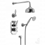 HUBER Victorian Комплект:термостатический смеситель c запорным вентилем,переключатель,верхний душ Easy Clean,ручной душ со шлангом на держателе,вывод, цвет: хром