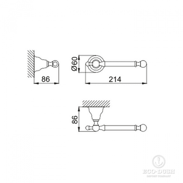 HUBER Croisette Бумагодержатель без крышки, цвет: хром