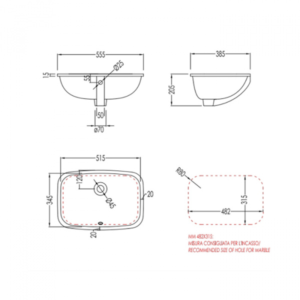 Devon&Devon Swindon Раковина 55.5х38.5 cм, 1 отв., цвет: черный