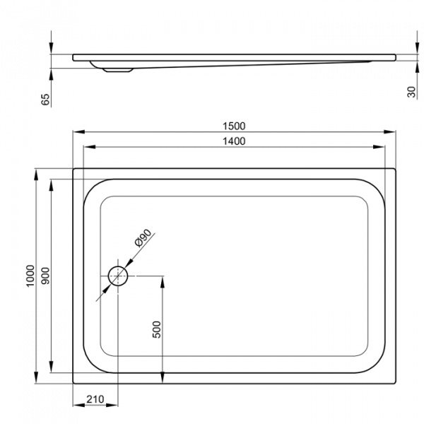 Bette Душевой поддон 150x100x6.5см, прямоугольный, D9см, с противоскользящим покрытием. цвет: белый