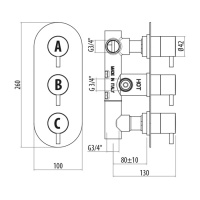 Gattoni Termostatici Термостатический встраиваемый смеситель для душа на 2 источника, цвет хром