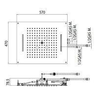 BOSSINI DREAM/3 Верхний душ 570 x 470 мм, 3 режима (дождь, каскад, туман), с 4 LED RGB, блок питания/управления, Cromoterapia, цвет: хром