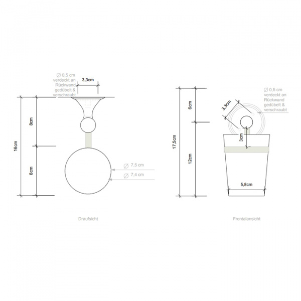 Decor Walther Classic WMG Стакан подвесной, фарфор, цвет: хром