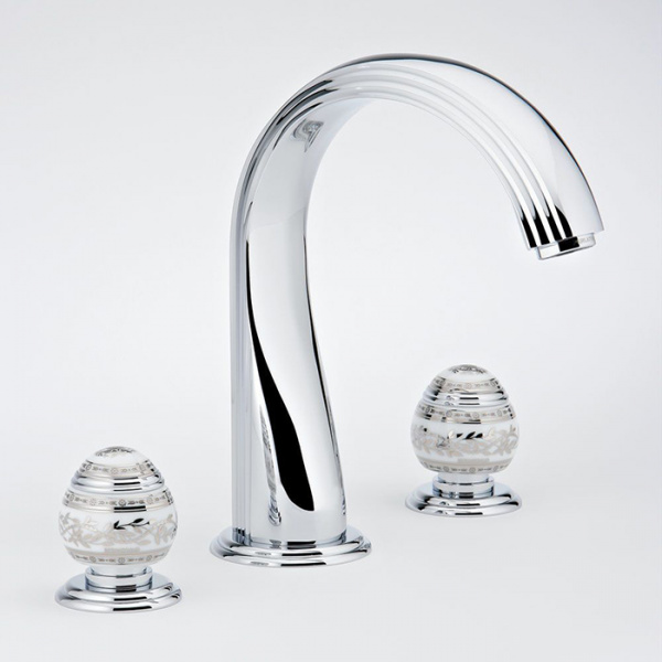 THG Marquise porcelaine blanche Смеситель для ванны, 3 отв., цвет: хром/платина/белый фарфор