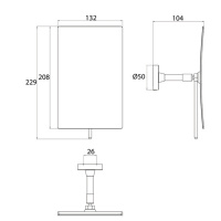 EMCO Pure Зеркало косметическое, 208x132мм, одинарный, emco-glue, 3x кратное увеличение, подвесной, цвет: хром