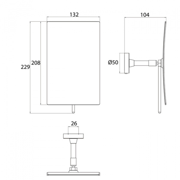 EMCO Pure Зеркало косметическое, 208x132мм, одинарный, emco-glue, 3x кратное увеличение, подвесной, цвет: хром