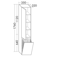 Burgbad Iveo Пенал 176х32х35см, 1 дверь, петли слева, 1 ящик для белья, 3 полки стекл, 1 полка несъемная, ручка глянец белый G0161, цвет: F2833