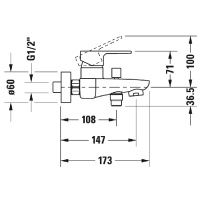 Duravit B.3 Смеситель для ванной, настенный, цвет: хром