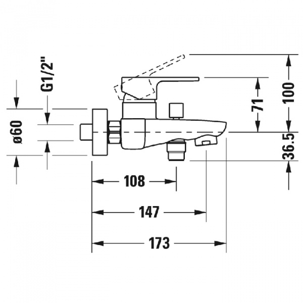 Duravit B.3 Смеситель для ванной, настенный, цвет: хром