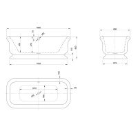 KNIEF Retro Ванна отдельностоящая 180х85х63см, с акриловым плинтусом, без щелевого слива-перелива
