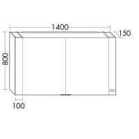 Burgbad RL40 Зеркальный шкаф 140х15х80см., 2 зеркальные двери с обоих сторон, подсветка, 4 стеклянные полки, Smart-Home-System, 2 розетки
