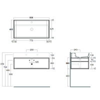 Simas Agile Структура металлическая 91x46xh28см, подвесная, для раковины с 1 отв., AG91, с 1 полкой, цвет: черный матовый