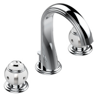THG Ithaque decor platine Смеситель для раковины, 3 отв., цвет: хром/платина/белый фарфор