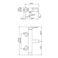 Gattoni ELY Смеситель для ванны настенный излив 92 мм, без ручного душа, цвет: хром