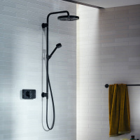 Axor One Смеситель для душа, термостат, на 2 источника, встраиваемый, внешняя часть, цвет: черный матовый