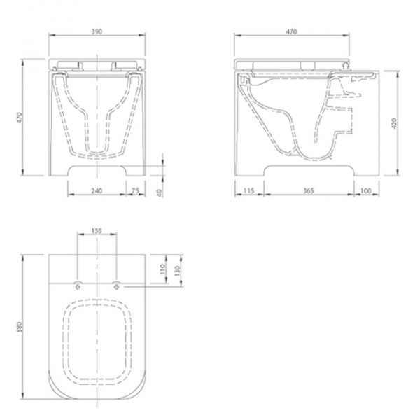 KNIEF Feel Унитаз напольный безободковый 58х39х42 см, с крышкой микролифт , цвет: белый матовый