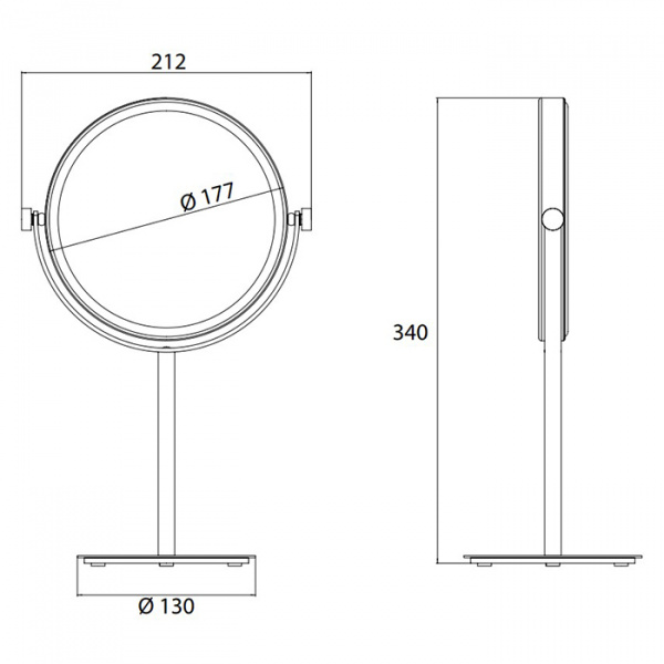 EMCO Pure Зеркало косметическое, Ø177мм, настольн., 3x кратное увеличение, цвет: хром