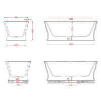 Artceram Neo Ванна отдельностоящая, 180х85хh65см, с переливом и слив.крышкой, Livingtec