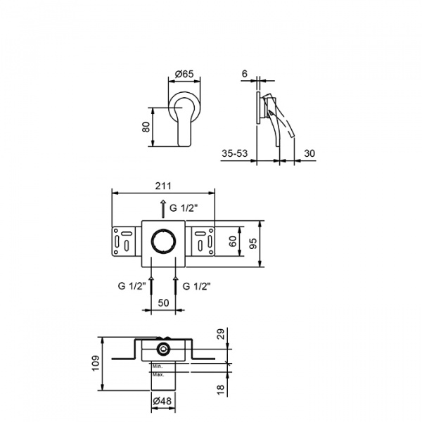 Fantini AL/23 Встраиваемый смеситель для душа, цвет: хром