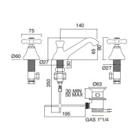 Sbordoni Etruria Смеситель для раковины на 3 отверстия, цвет: черный никель