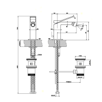 Gessi Rettangolo K Смеситель для биде на 1 отверстие, с донным клапаном, цвет: хром