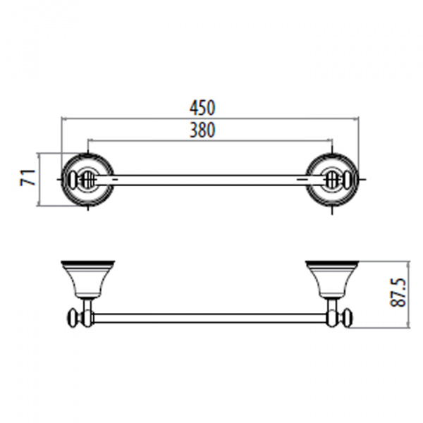 Gattoni Vivaldi  Полотенцедержатель 45см подвесной, цвет: хром