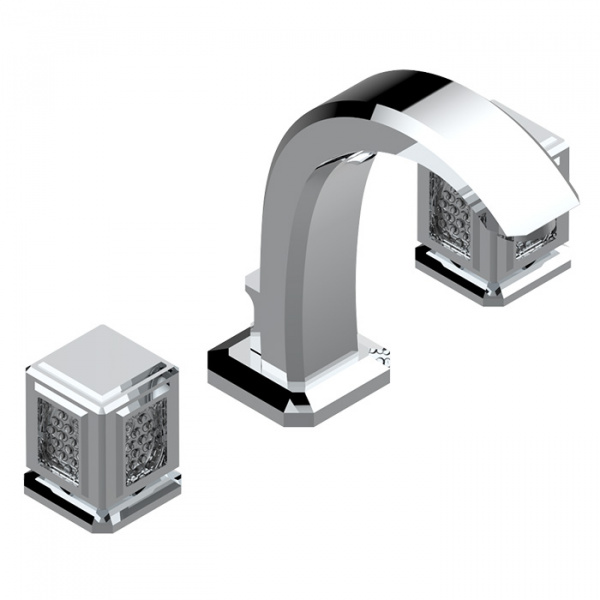 THG Métropolis cristal clair Смеситель для раковины на 3 отверстия, ручки с подсветкой, с донным клапаном, цвет: хром