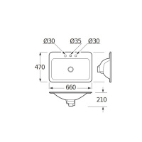 Armani Roca Baia Раковина 66x47 см, 3 отв., встраиваемая сверху, цвет: белый