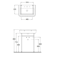 AZZURRA CHARME Консоль напольная с раковиной 68х46см на 1 отв, белый/хром