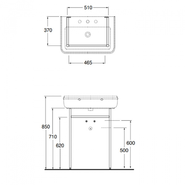 AZZURRA CHARME Консоль напольная с раковиной 68х46см на 1 отв, белый/хром