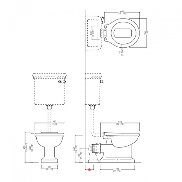 Devon&Devon Etoile Унитаз 50x30cм, с низким бачком, фурнитура золото, цвет: белый