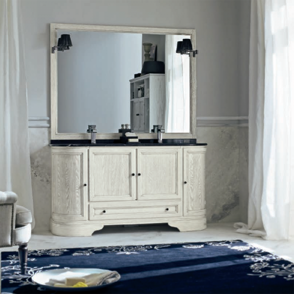 Cerasa Paestum Комплект мебели 148 см. База под раковину, 2 закр дверки,2 прямые дверки, 1 ящик, с 2 раковинами и зеркалом, 151.8.х53см, цвет: Silver