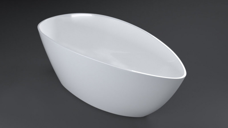 a-Due Ванна отдельностоящая из литьевого мрамора 1700*780*600 мм (без перелива, выпуск clic-clac в комплекте, сифон над уровнем пола),  белый глянцевый