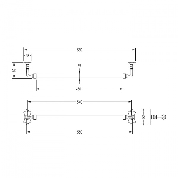 Devon&Devon Mayfair Полотенцедержатель 45 см, подвесной, цвет: никель блестящий