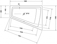 Ванна акриловая Duravit Paiova 180x140 угловая ассиметричная правая, встраиваемая